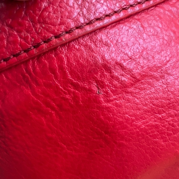 Vintage Fossil Crossbody Cherry red leather zip closure purse as is - Picture 10 of 15